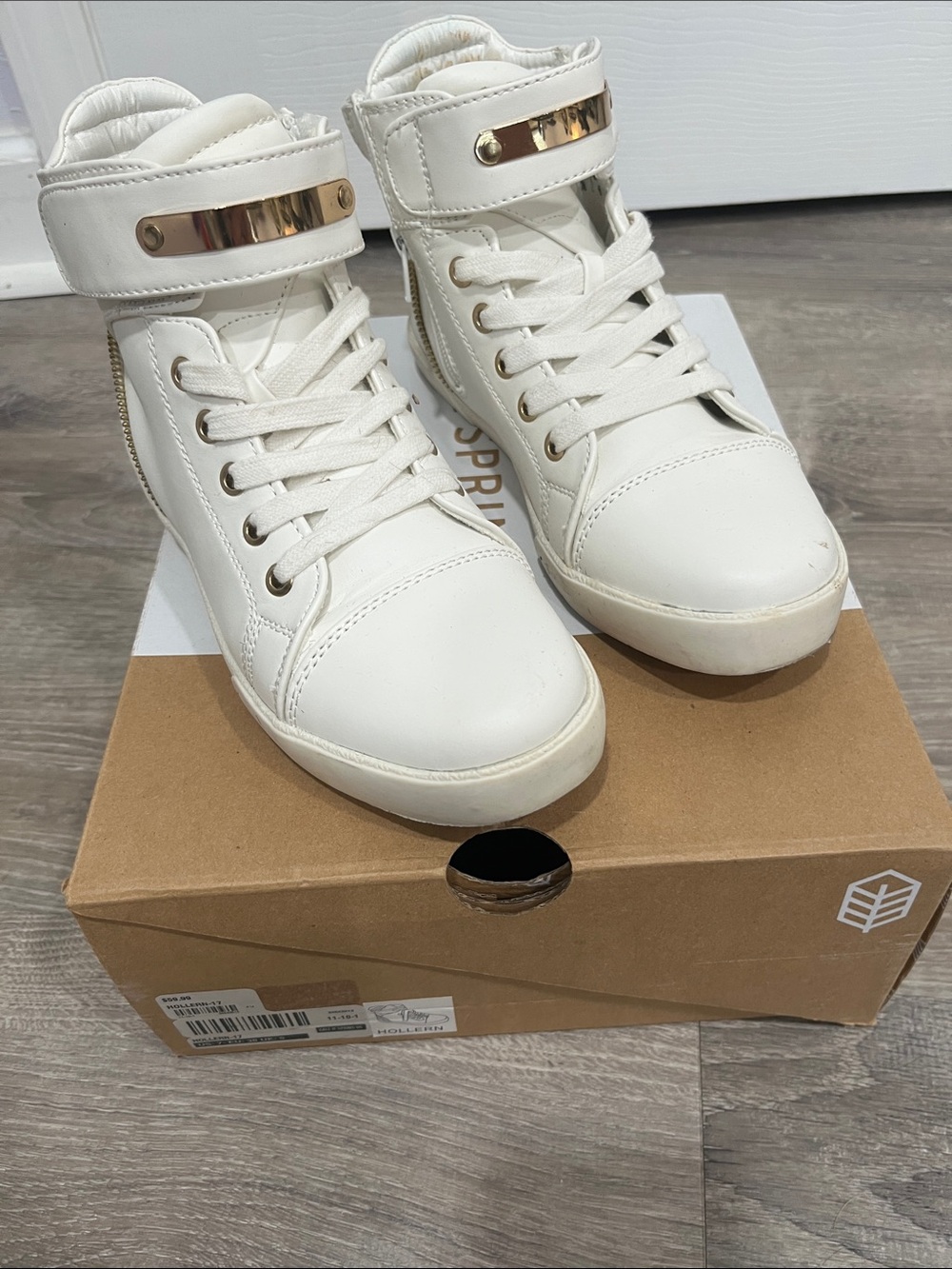 Call It Spring White High-Top Sneakers with Gold Accent
